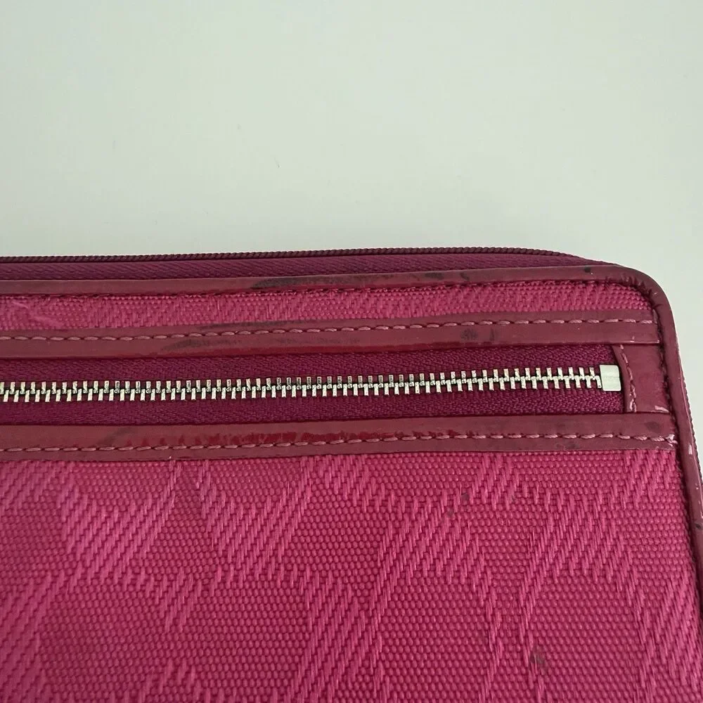 Coach Daisy Signature Large Wallet Jacquard Wristlet Monogram Hot Pink Y2K